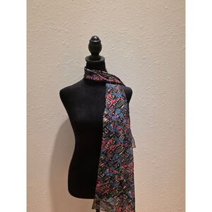 Women's Unbranded Black Pink Floral Pattern Scarf One Size